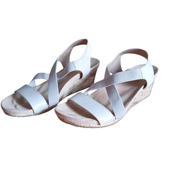 Life Stride Soft Soles Women 10W Beige Strappy Stretch Comfort Wedge Heel Sandal - Picture 1 of 11
